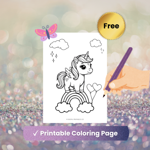 Free Unicorn Coloring Page for Kids – Cute Balloon Printable PDF