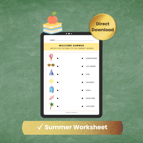 Free Summer Matching Worksheet for Kids (Printable PDF)