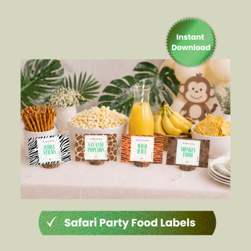 safari party food labels printable kids birthday party decorations