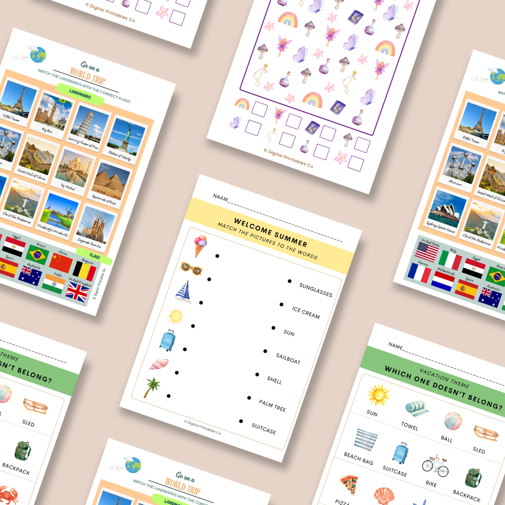 kids activity printables worksheets travel games summer activities printable bundle