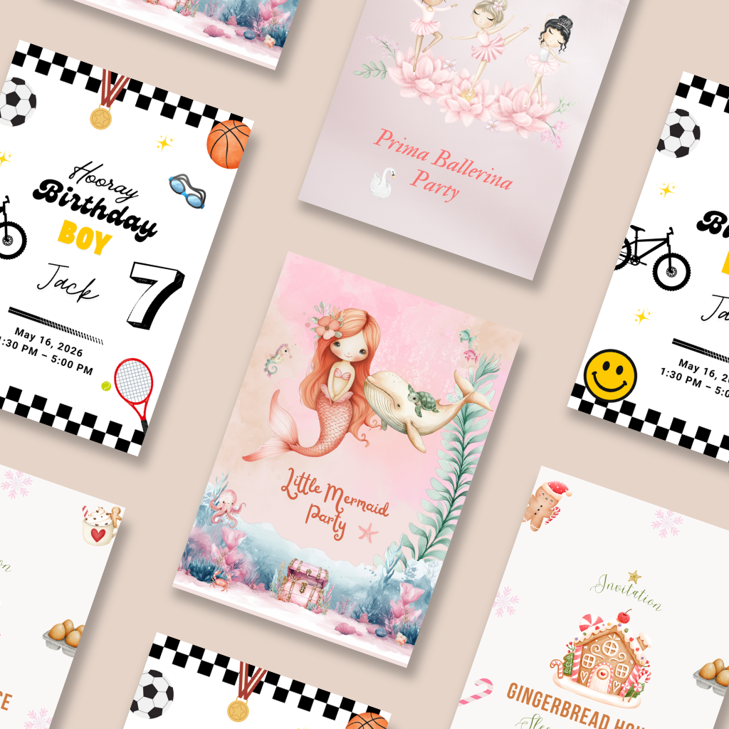 kids party printables invitations mermaid ballerina birthday templates and games