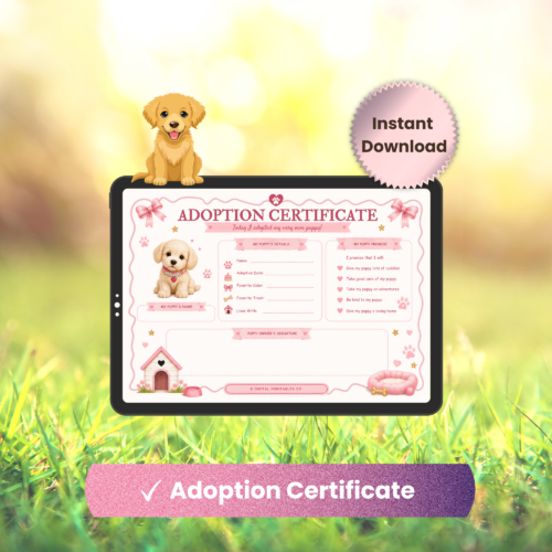 Puppy Adoption Certificate Printable | Adopt a Puppy Party