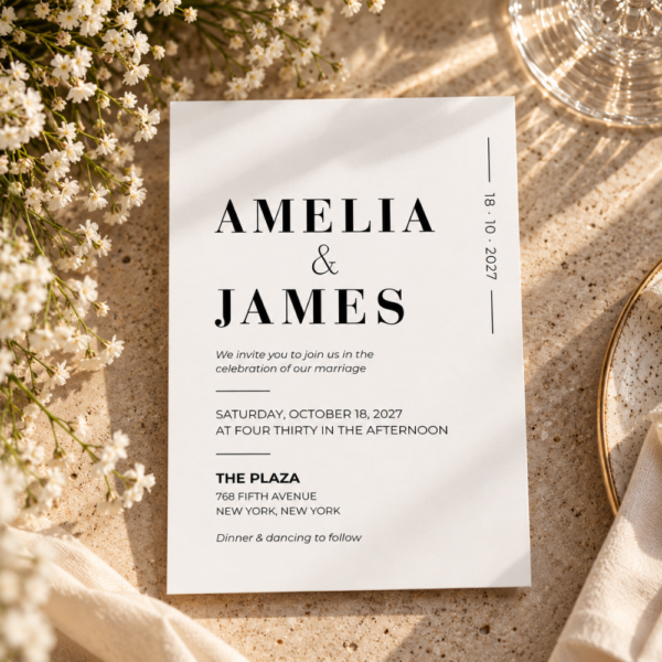 The Black & White Collection (5) Black & White Wedding Stationery Bundle – 7 Editable Canva Templates