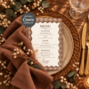 The Mocha Wedding Collection editable Canva wedding menu template in brown gingham style